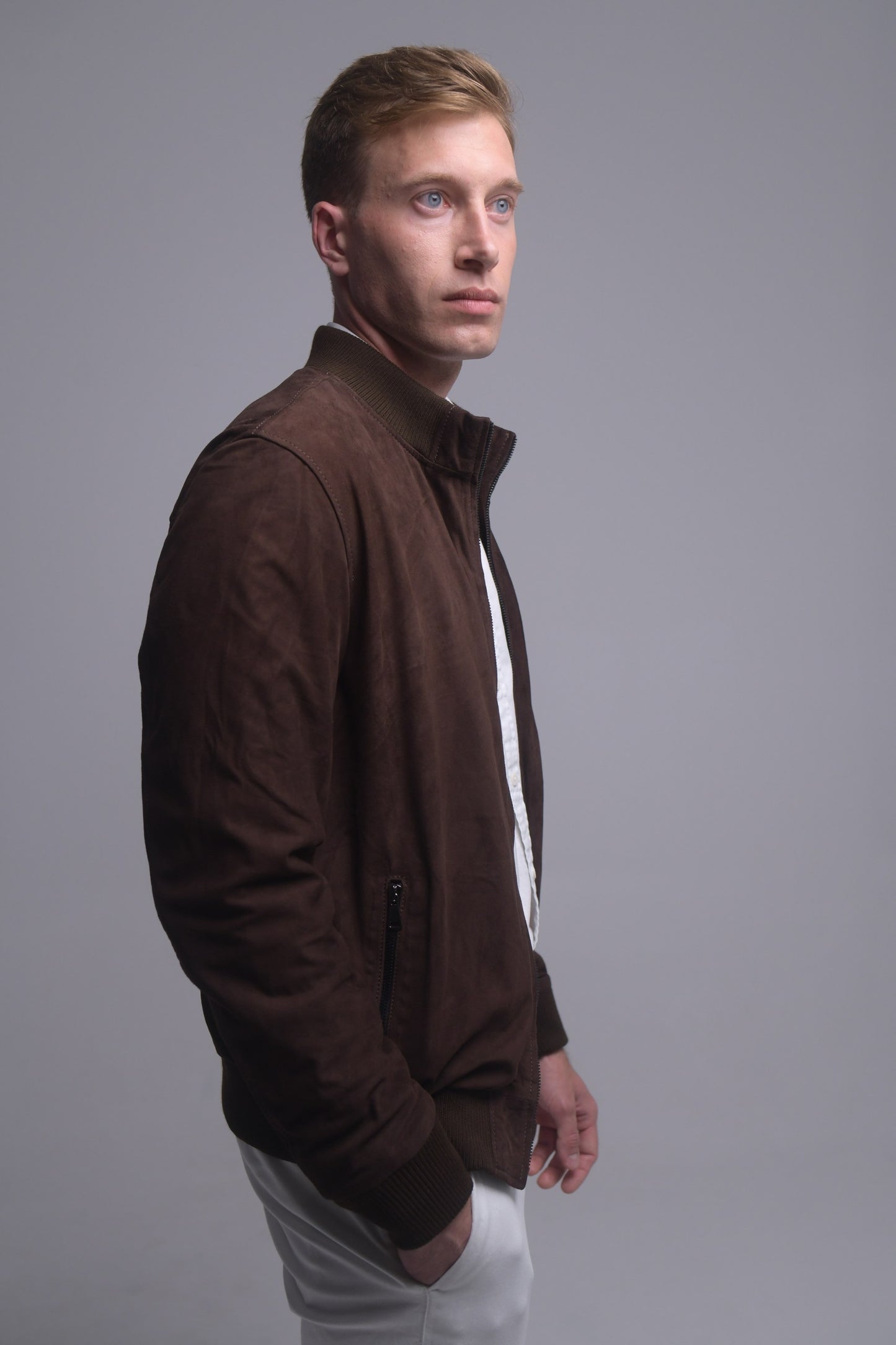 Chocolate Suede Bomber