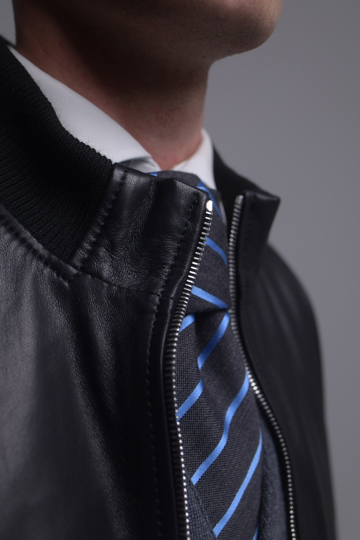 Black Leather Bomber
