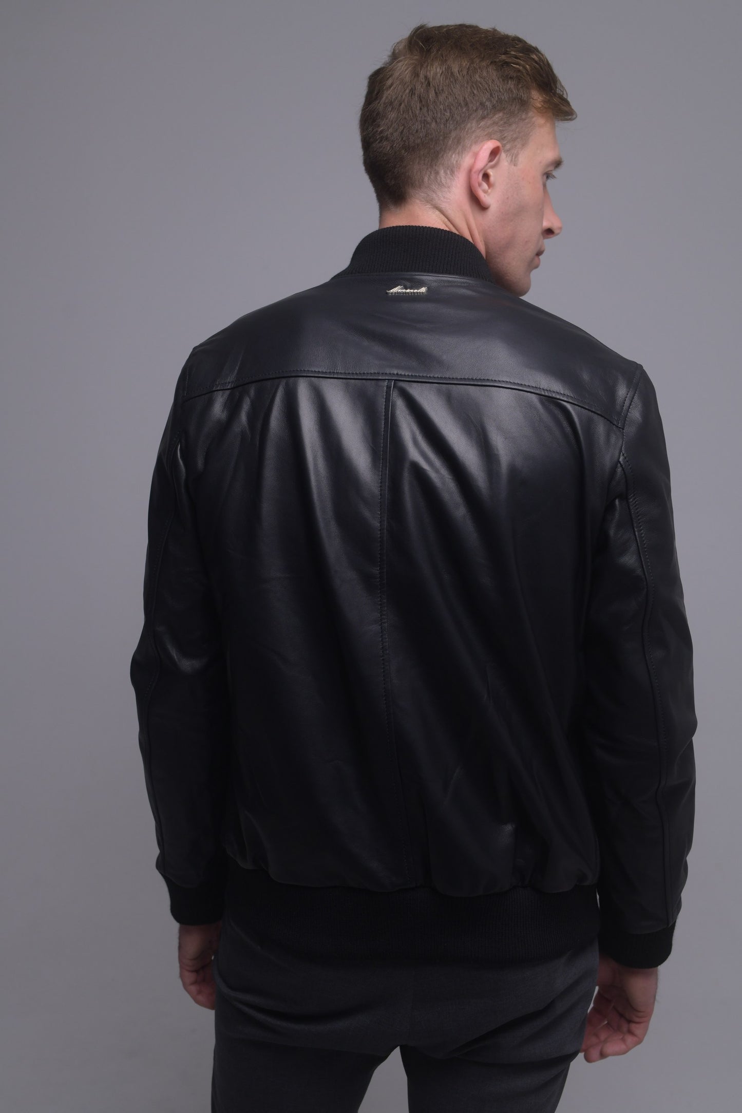 Black Leather Bomber