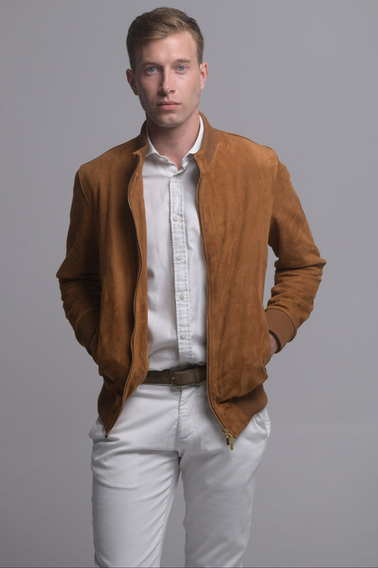 Tan Suede Bomber