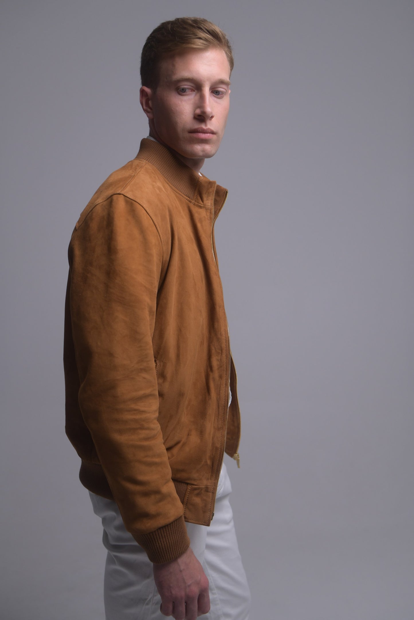 Tan Suede Bomber