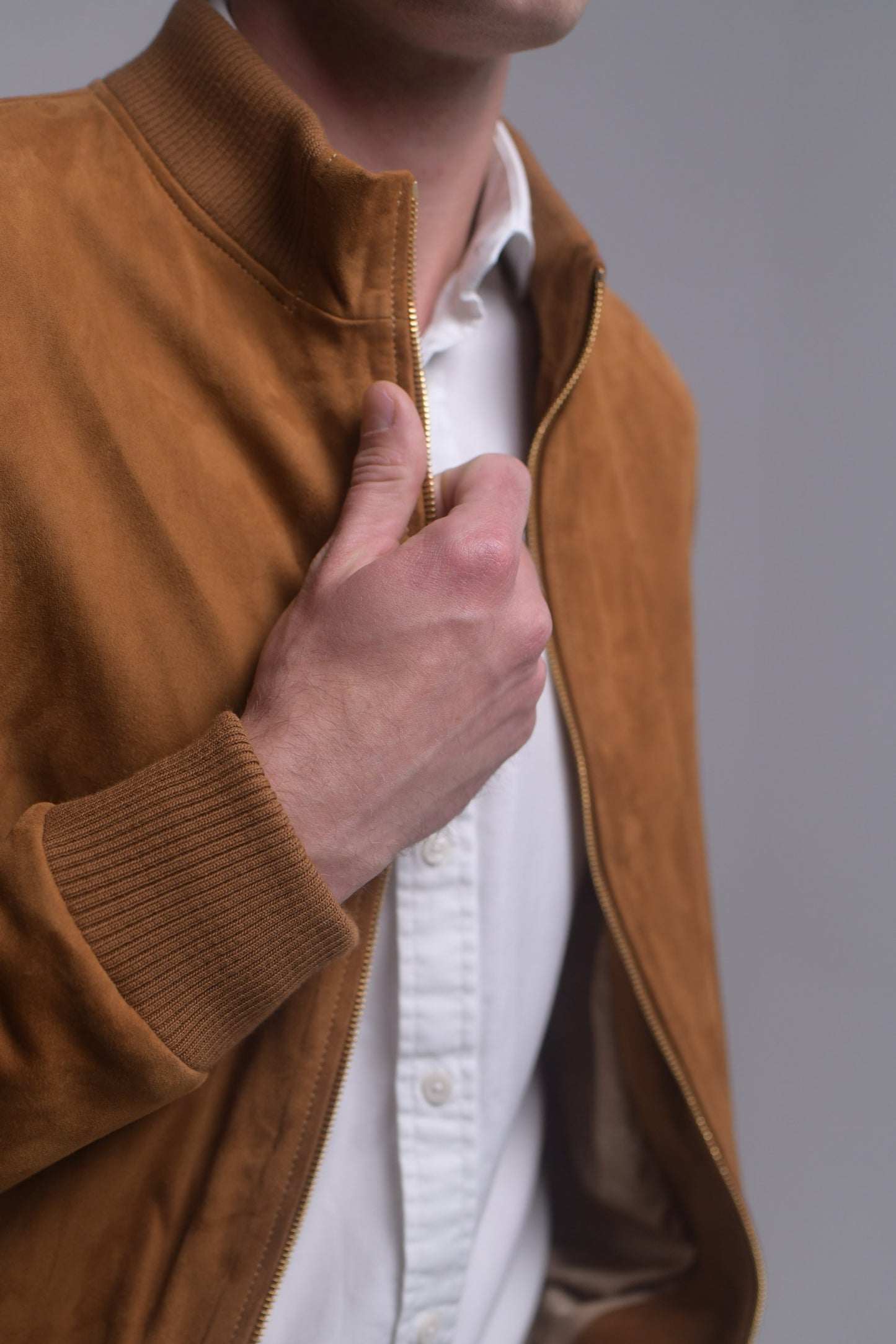 Tan Suede Bomber