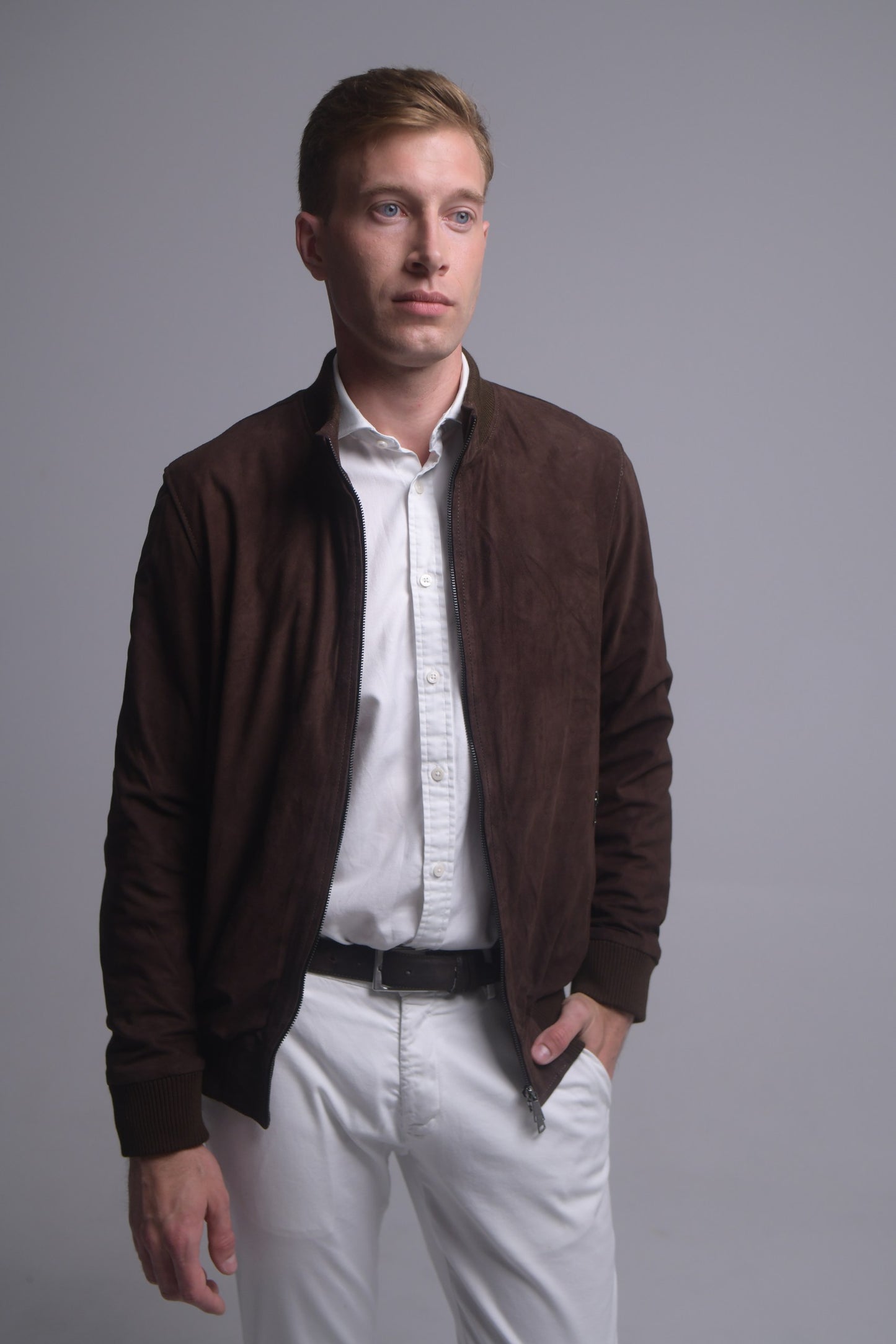 Chocolate Suede Bomber