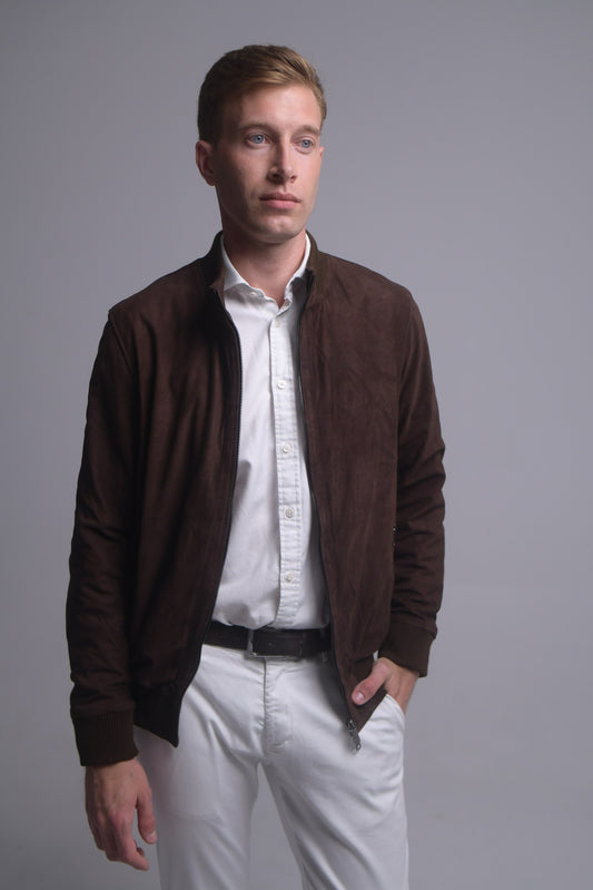 Chocolate Suede Bomber