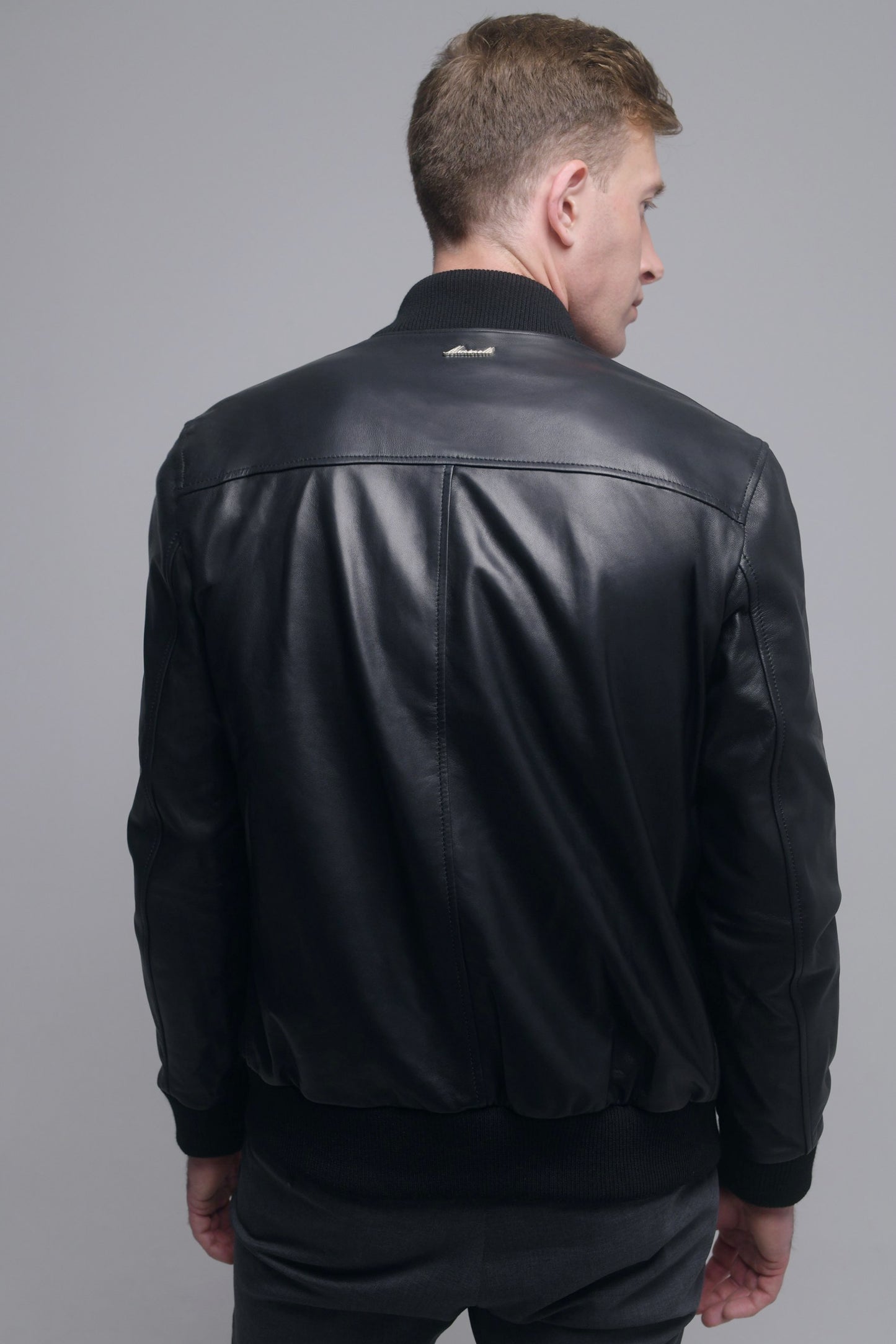 Black Leather Bomber