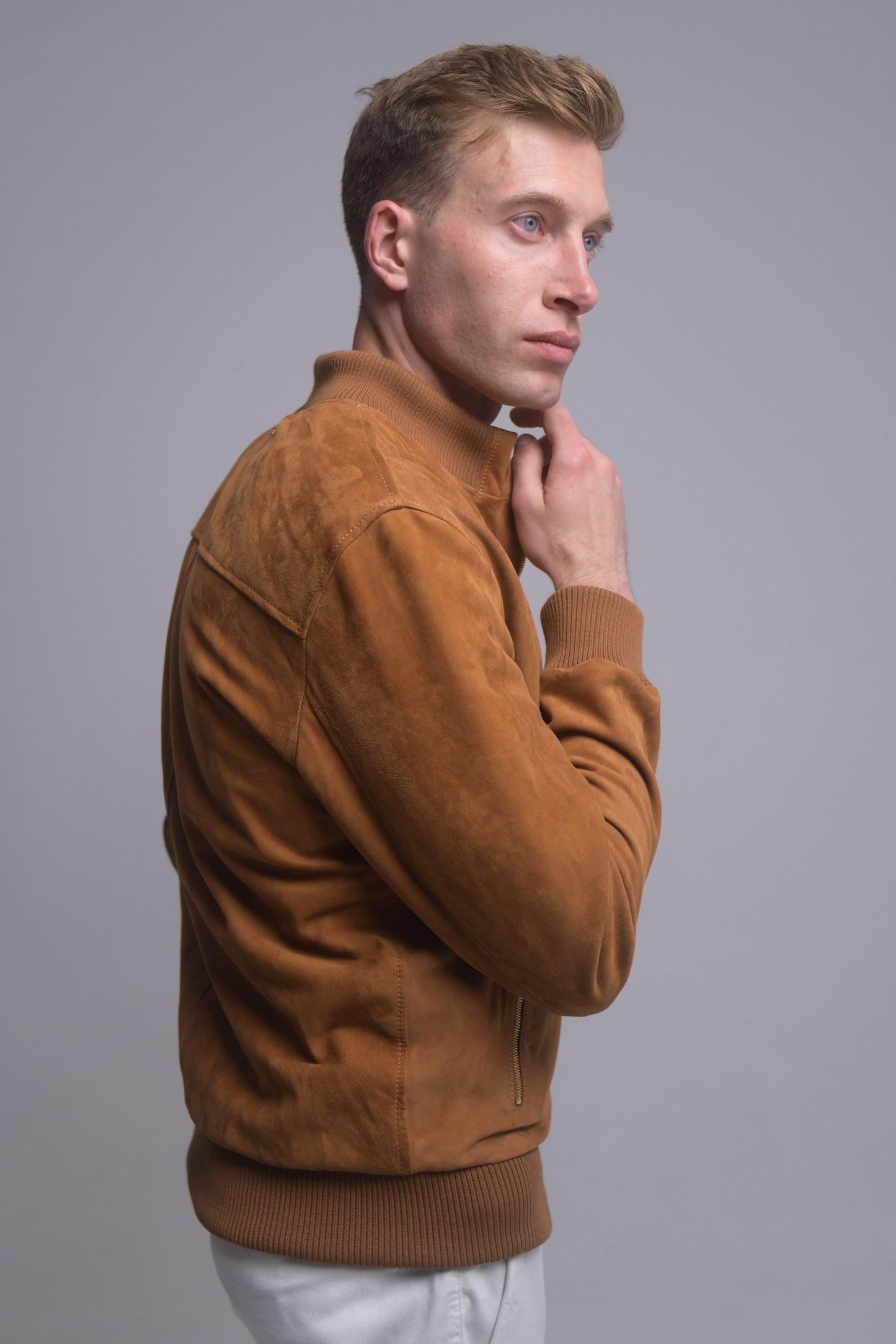 Tan Suede Bomber